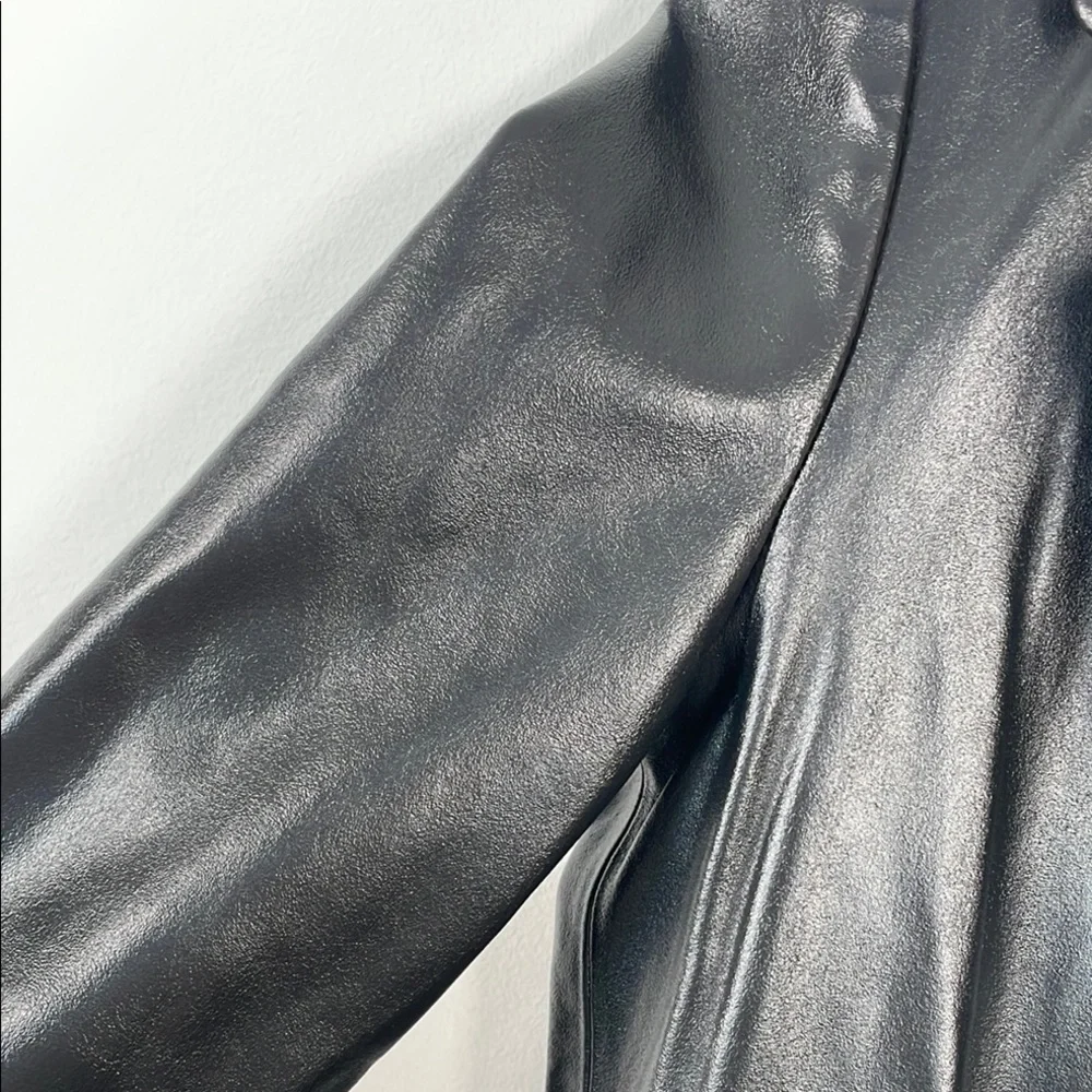 b+ab Black 100%‎ Genuine Leather Blazer Jacket Horse Print Lining Size 38